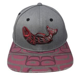 Salmon Snapback Cap Multicolor One Size Adjustable Embroidered Native Northwest